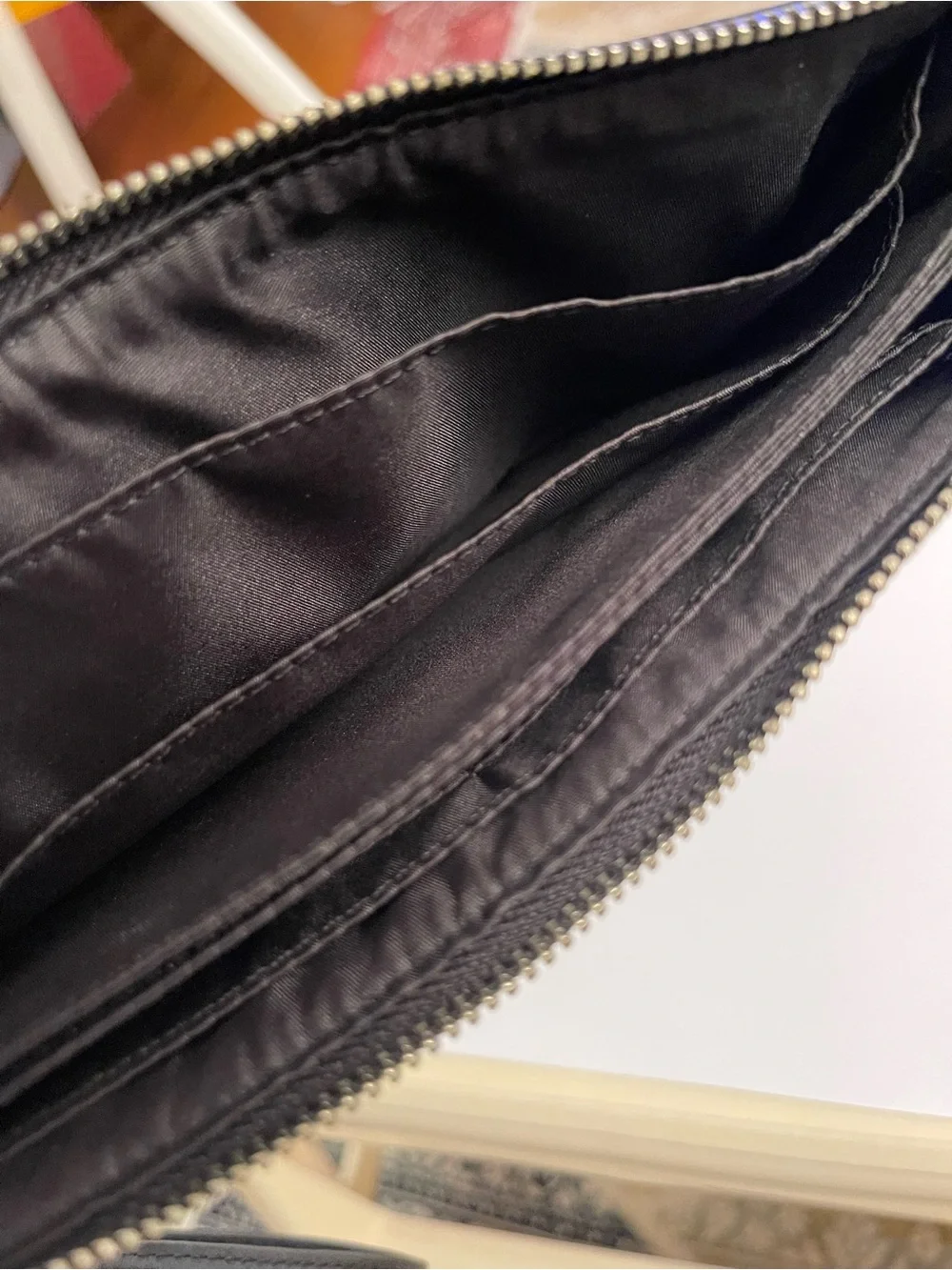 Coach Black Signature Zip Wristlet with Silver Plaque